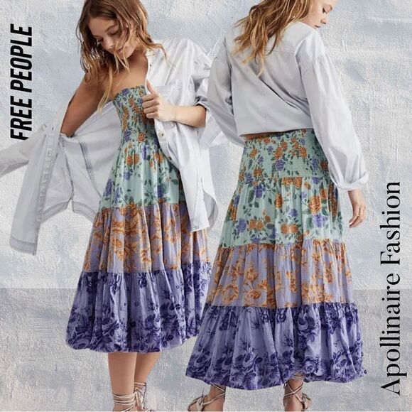 FREE PEOPLE BUBBLES ONLY CONVERTIBLE SKIRT DRESS NEW VARIOUS SIZES BLUE … - Picture 1 of 8